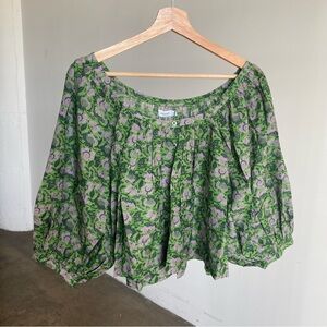 RHODE Green and Purple Floral Blouse